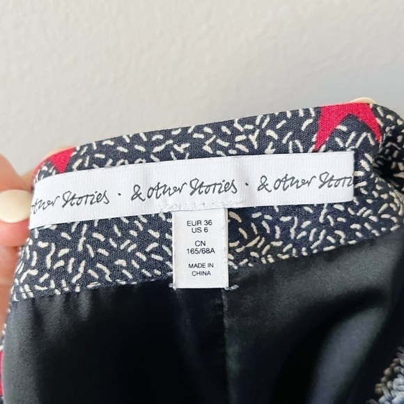 & other stories Nautical Star Print Wrap Mini Skirt Size US 6 4th of July USA - Picture 6 of 10